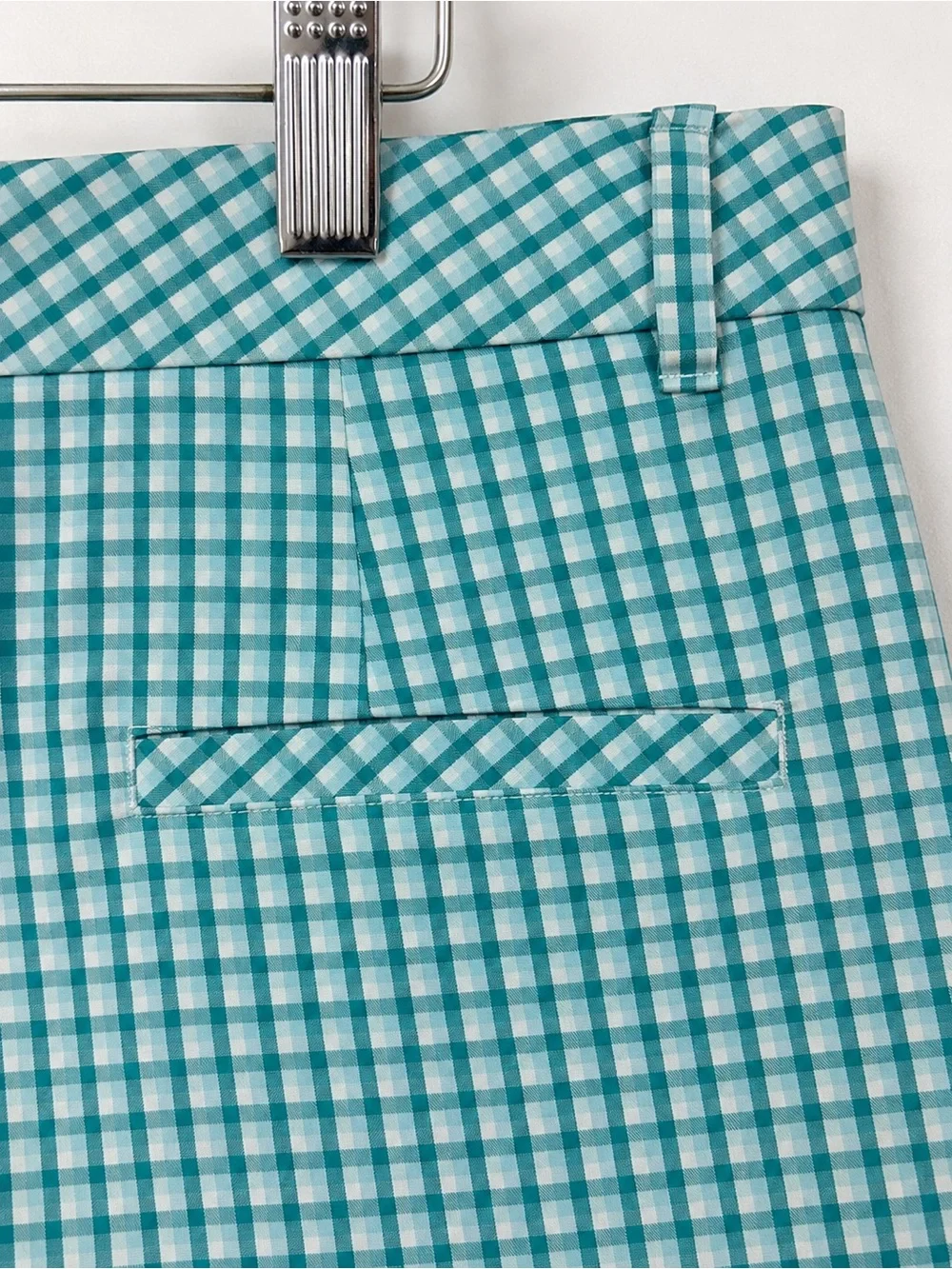 Talbots Heritage Gingham Bermuda Shorts Women’s Size 12 Long Aqua White - Picture 5 of 6